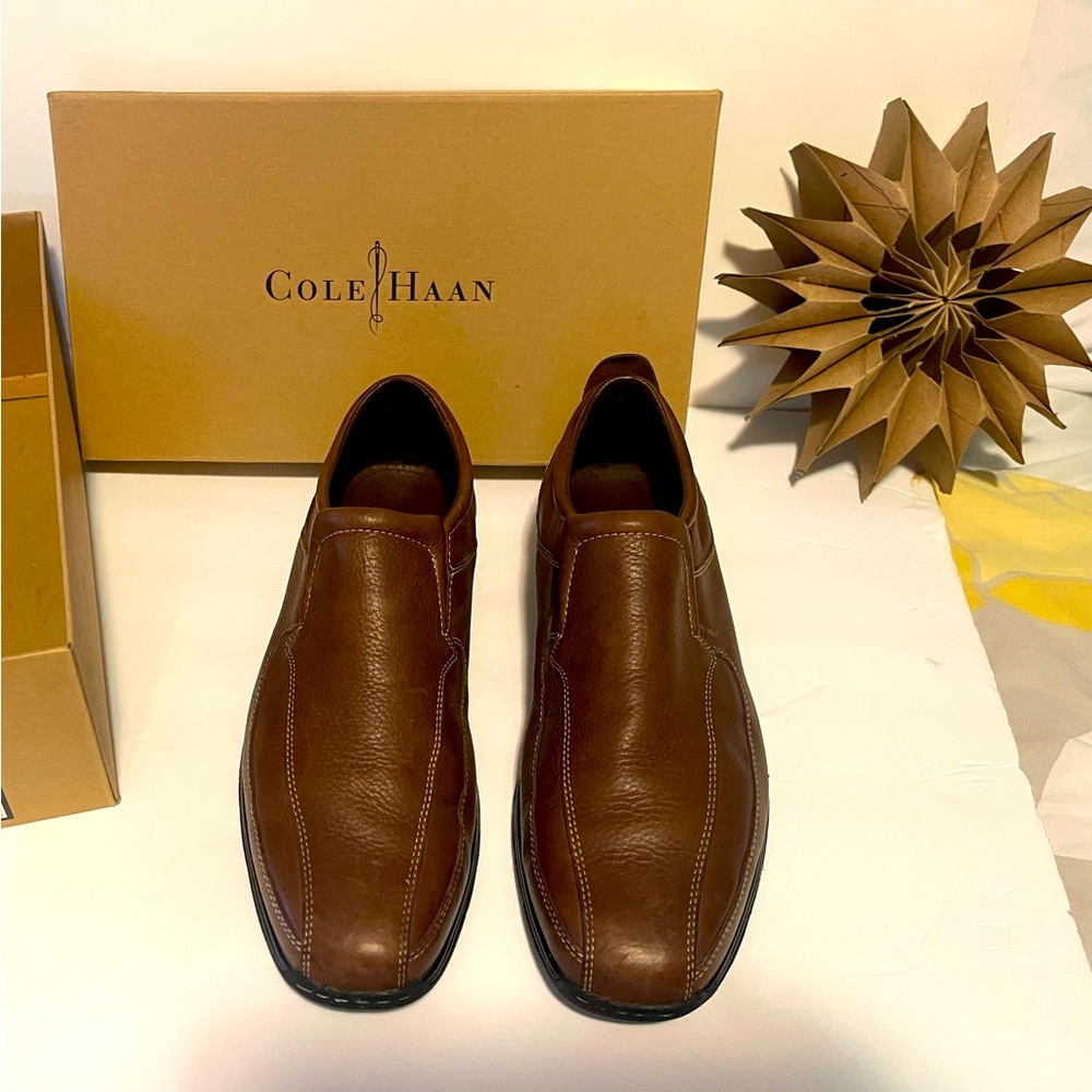 Cole Haan Brown Leather Slip On Oxford Dress Shoes Mens Size 9 like new!